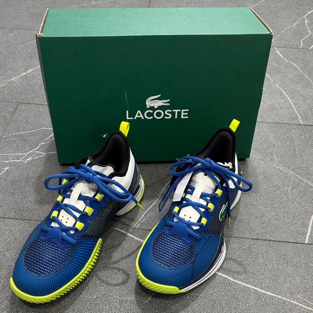 Lacoste Kids Sneakers - Blue and Neon Green